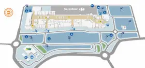 Plan interactif d'un centre commercial Carrefour, Plan extérieur réalisé par WúGraphisme.